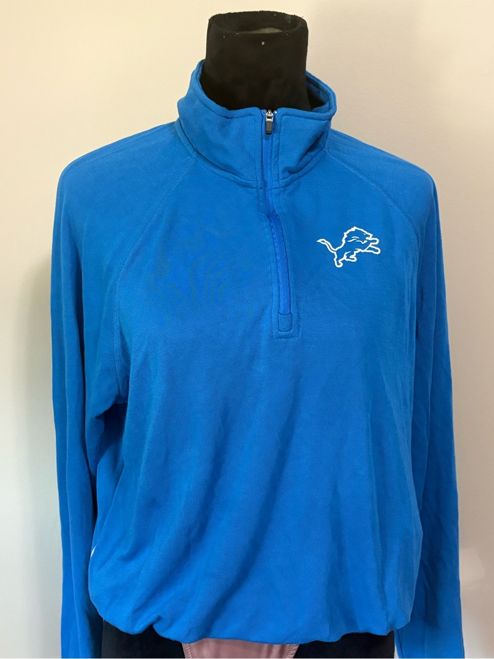 Detroit Lions Women's Blue 1/4 Zip Pullover Sweatshirt